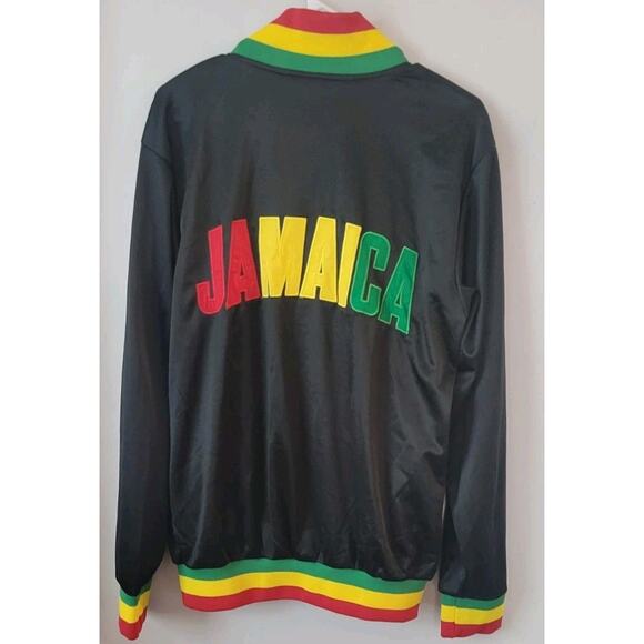 Show Off Collection Mens Sz. L Jamaica Jogger Track Jacket Black Zip Up - Picture 5 of 8